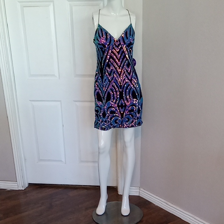 Sequin Mini Dress With Strappy Design